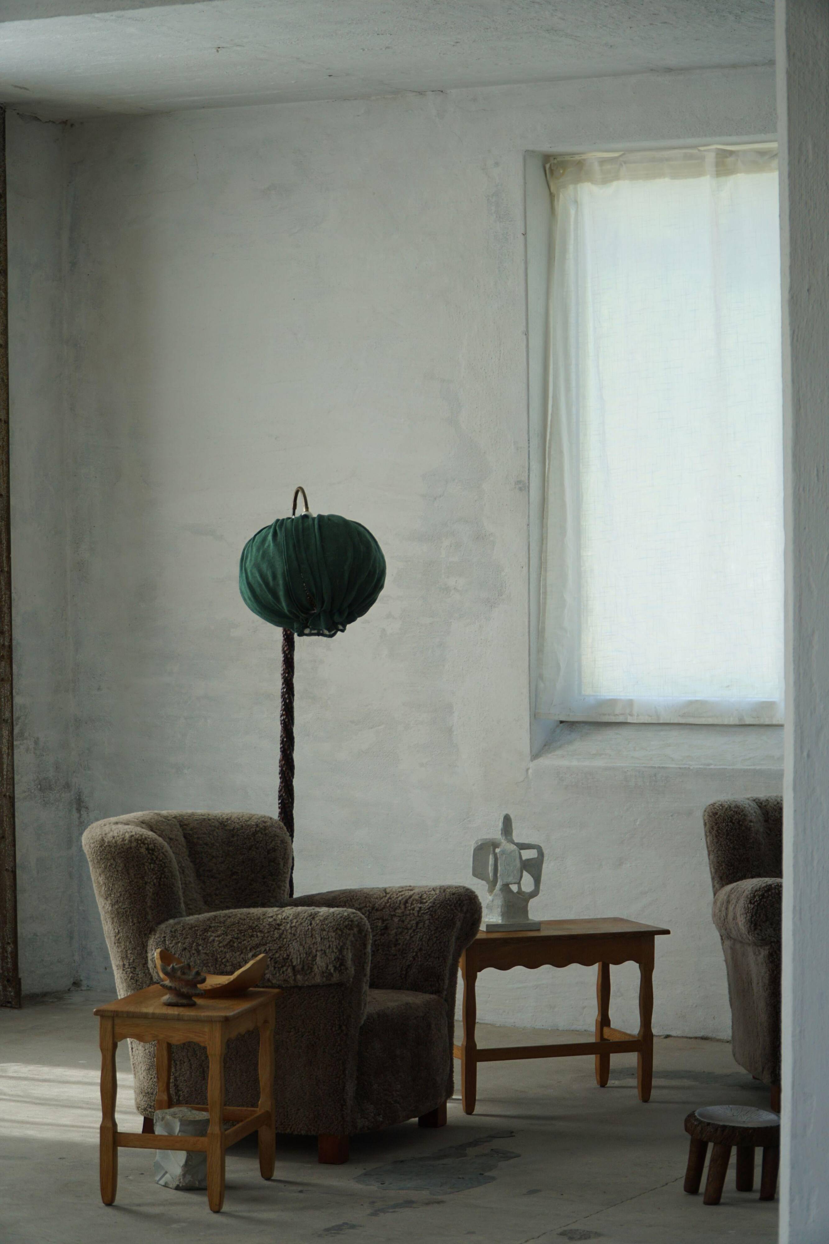 Organic Swedish floor lamp from the mid-century in burnt wood, Wabi Sabi, 1950s