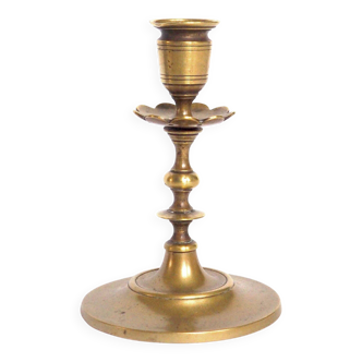 Brass candlestick with flower neck
