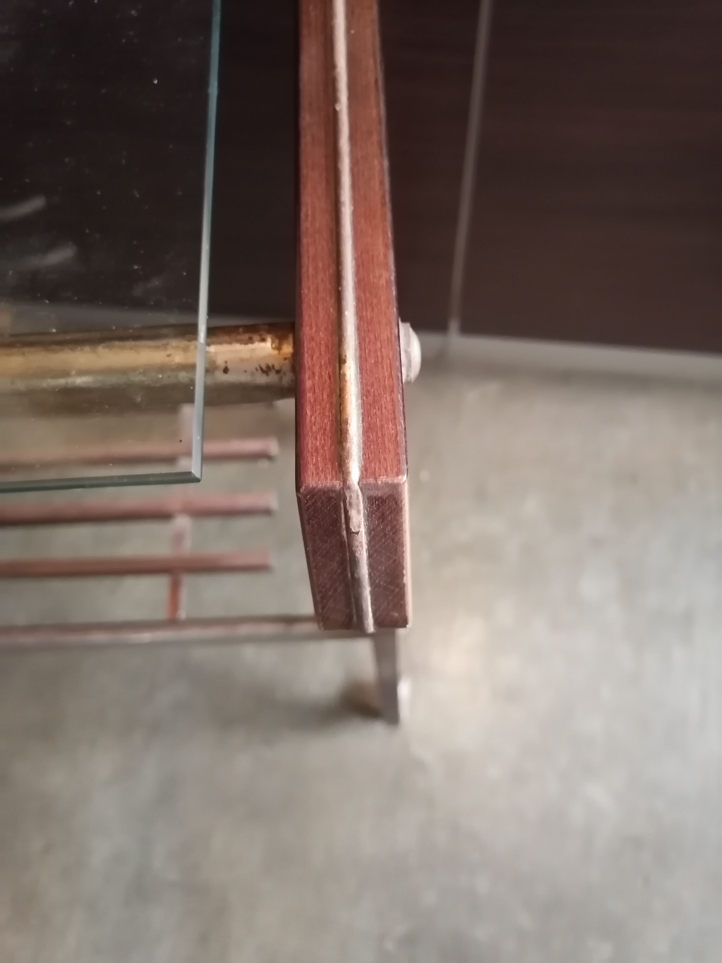 Side table served vintage casters 1960 Italian style metal glass