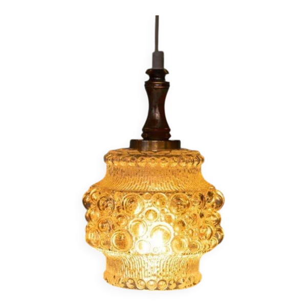 Suspension en verre scandinave vintage, suspension en verre à bulles