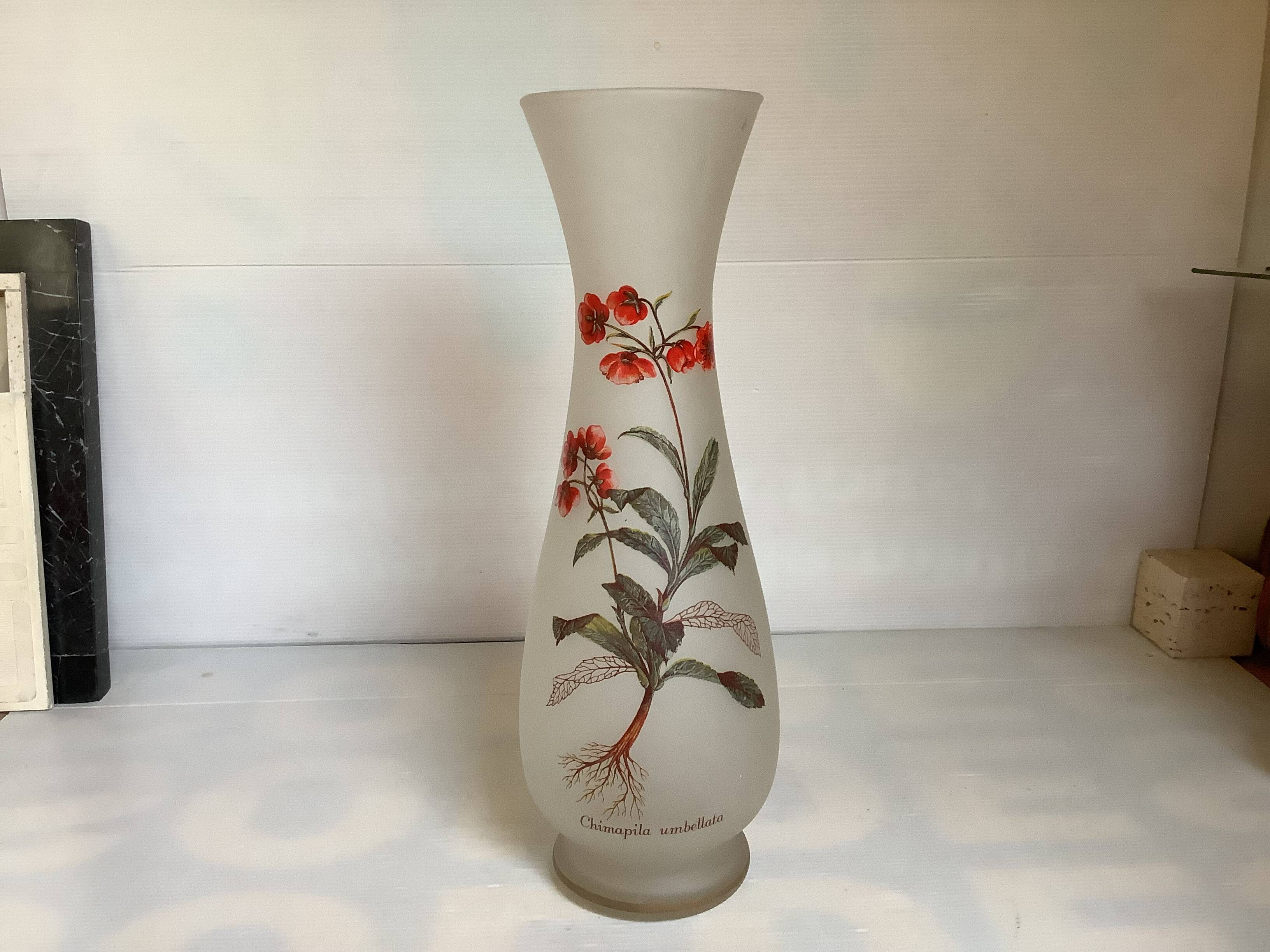Large frosted glass vase flowers