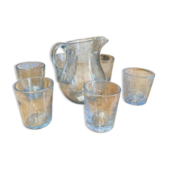 Service en verre soufflé biot – 1 pichet et 6 verres