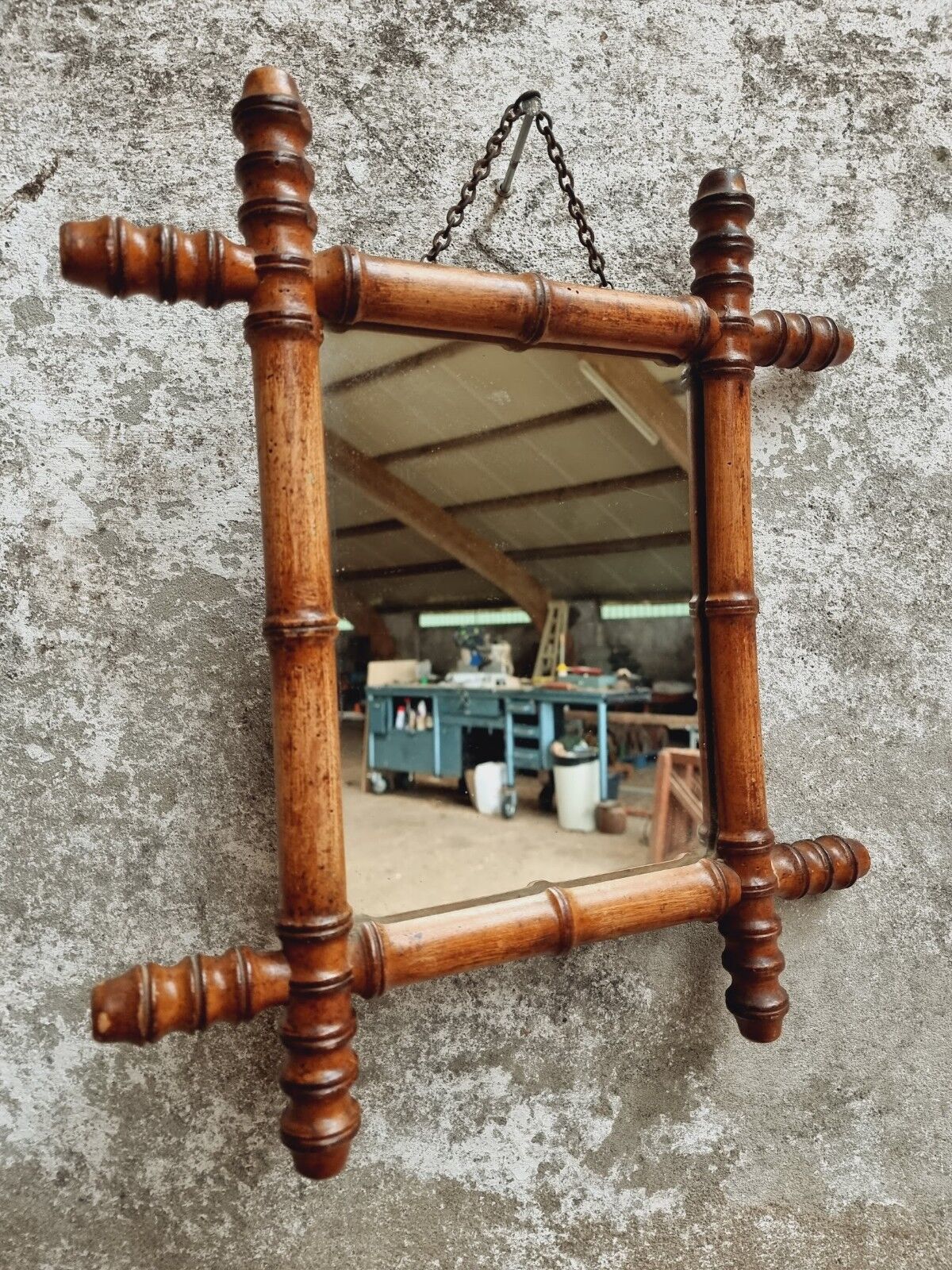 Vintage mirror faux bamboo 39x44cm