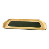 Plat à cake en céramique émail vert salins modèle "capvern" années 60-70