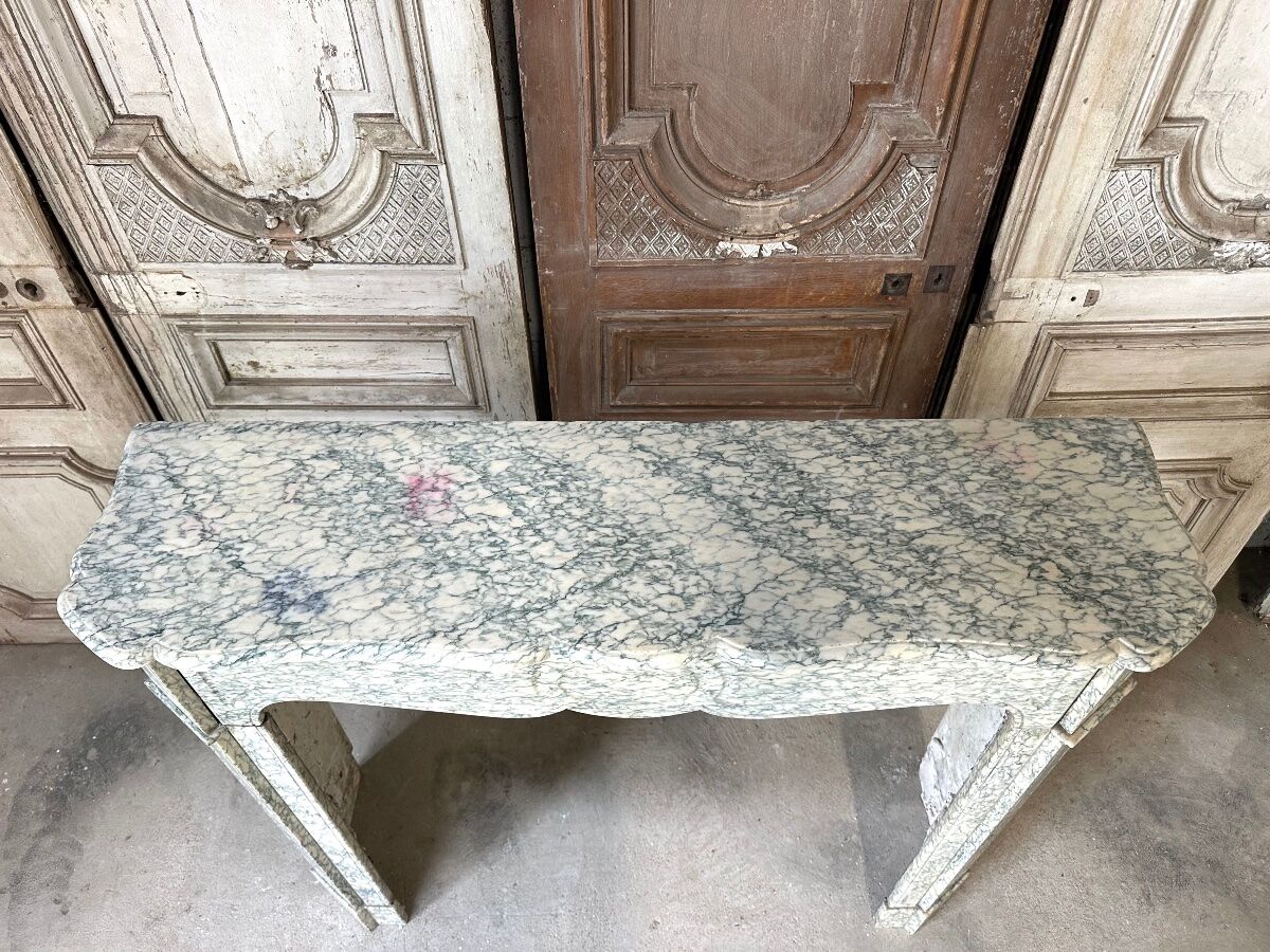 Cheminée de Louis XV pompadour circa 1900 marbre vert d’Estours