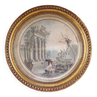 Engraving “Around Rome” by Descourbis and De Machy