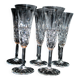 Set of 5 tarn champagne flutes in cut crystal from saint-louis h18.7cm