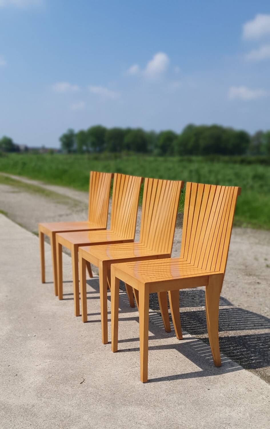 Set 4 - plywood beech dining chair Dutch design postmodern