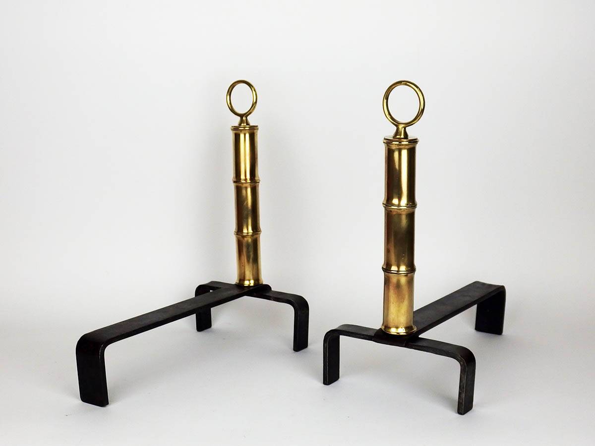 Pair of andirons by Jacques Adnet