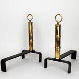 Pair of andirons by Jacques Adnet