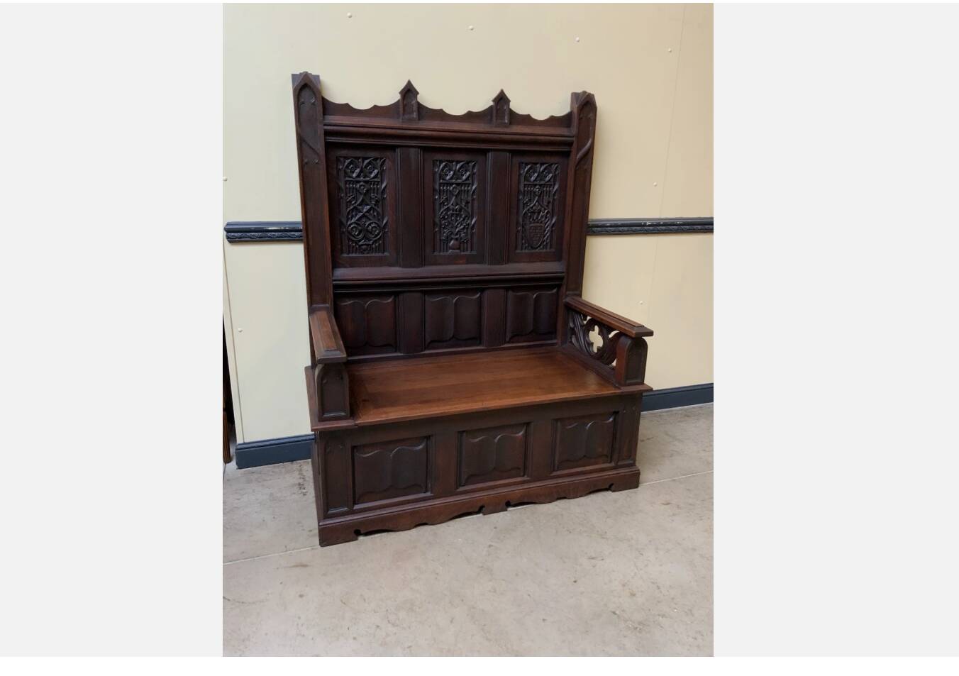 Antique - Impressive Neo-Gothic Chest Bench