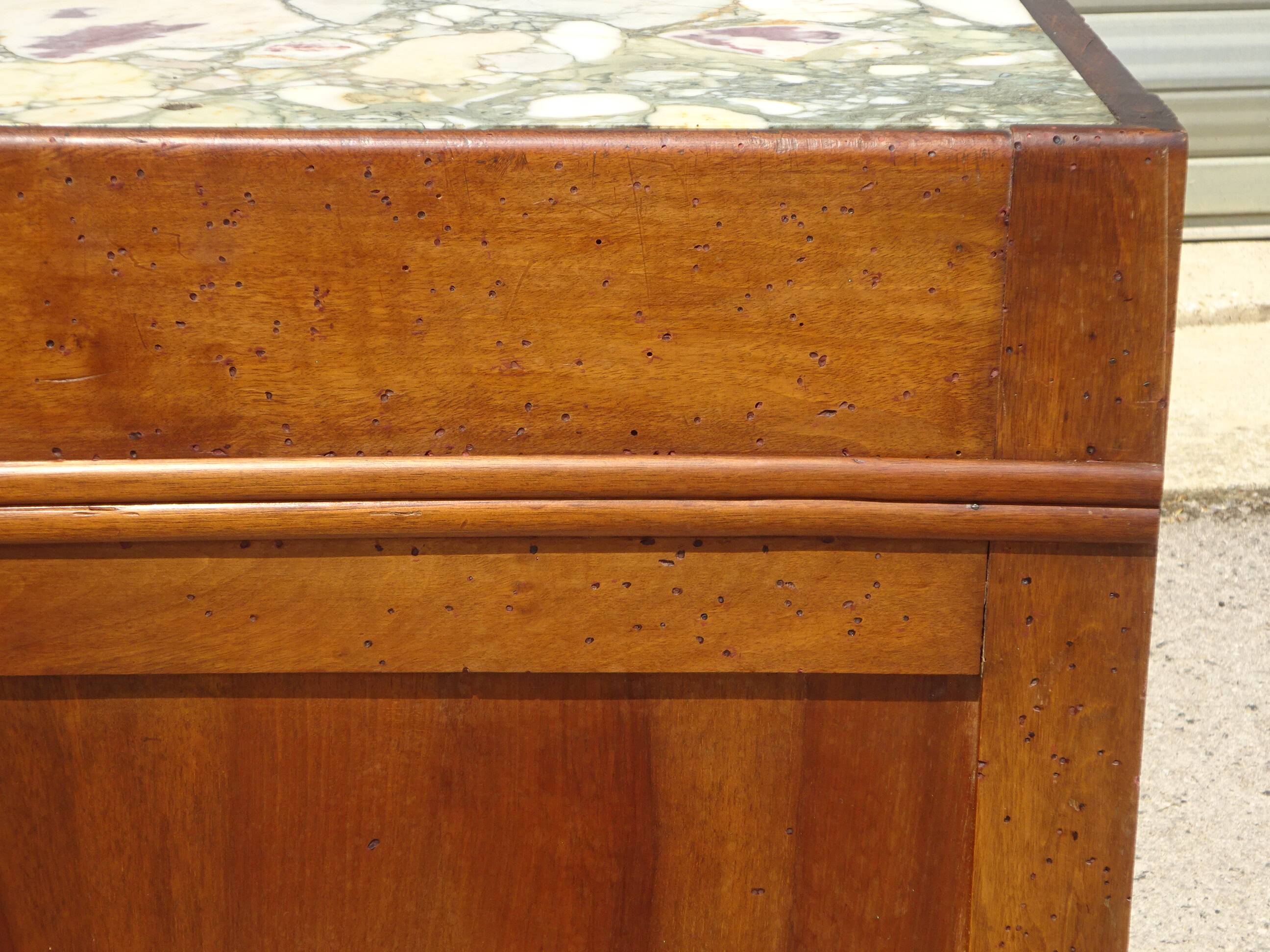 Art Deco sideboard in walnut with a marble top