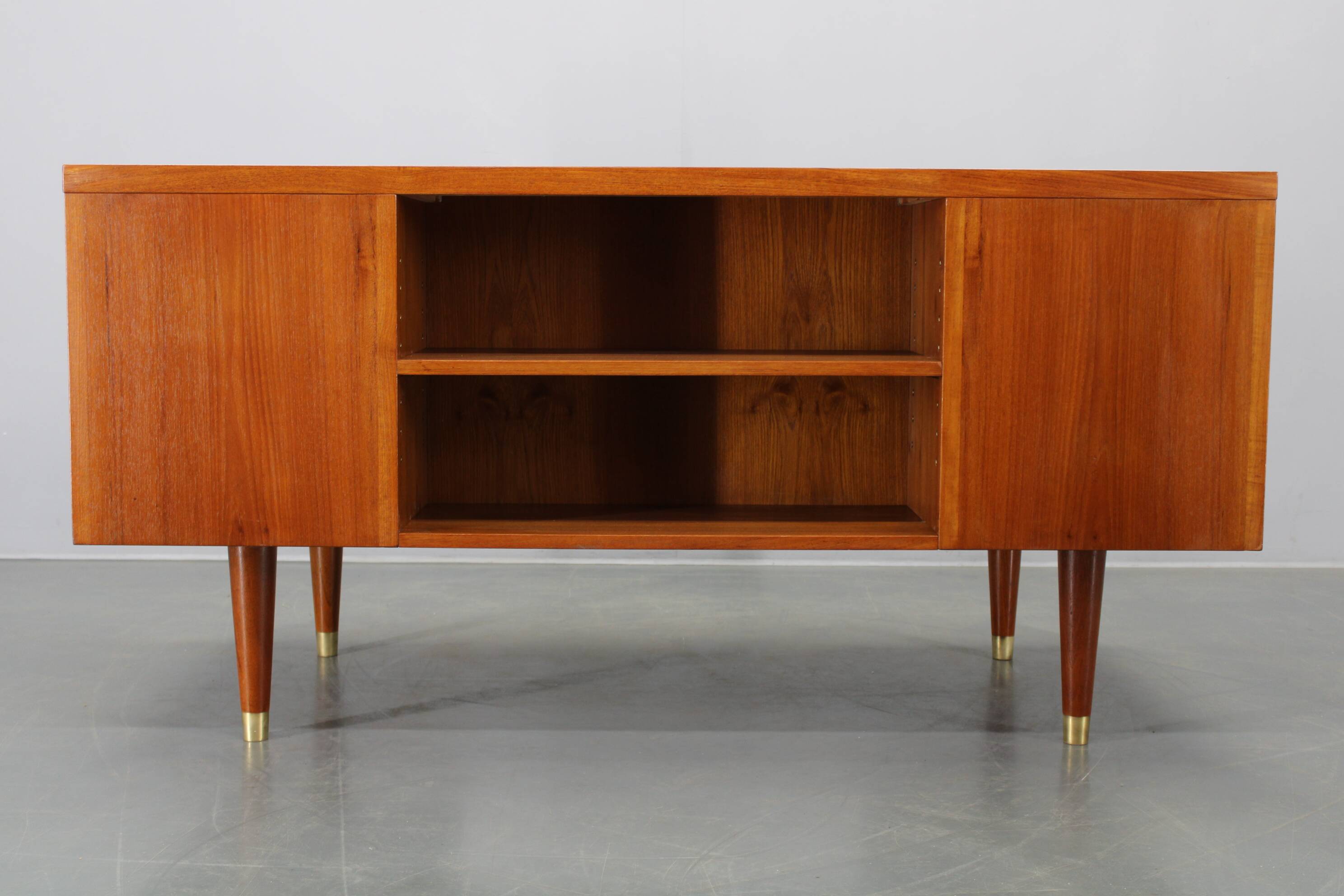 Mid-century Danish teak writing desk with brass details, 1960s