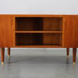 Mid-century Danish teak writing desk with brass details, 1960s