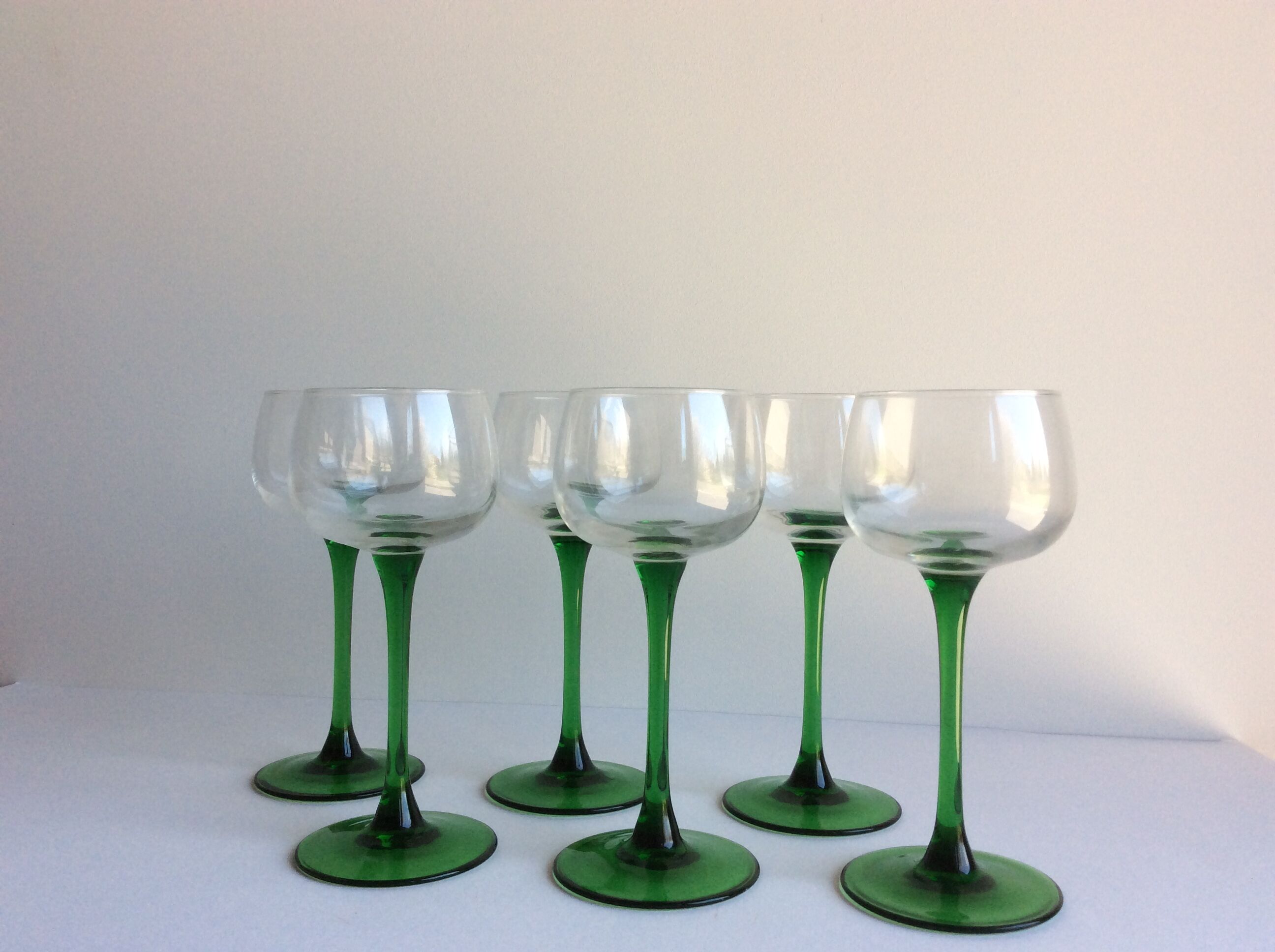 Alsatian type green wine glasses