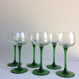 Alsatian type green wine glasses