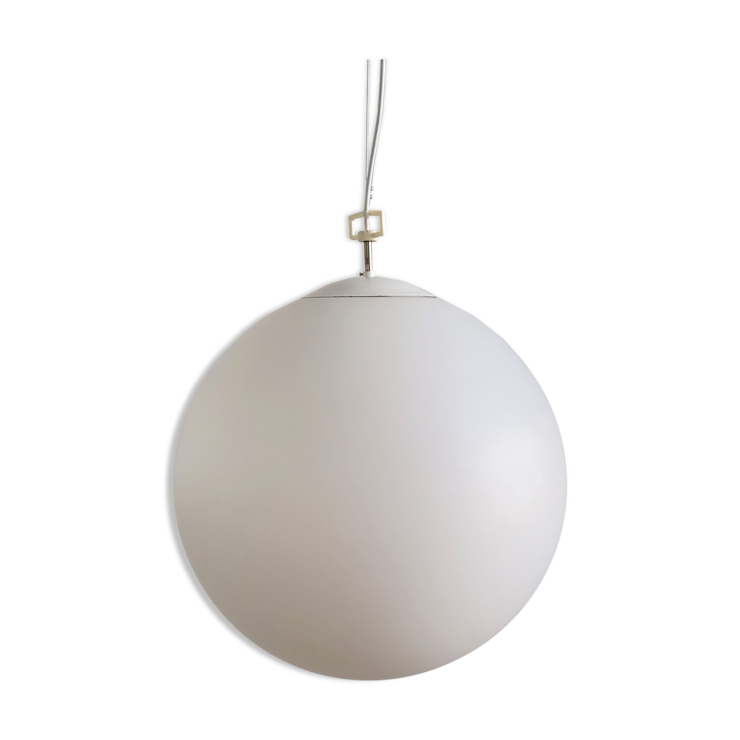 Opaline glass globe pendant lamp, 1960's