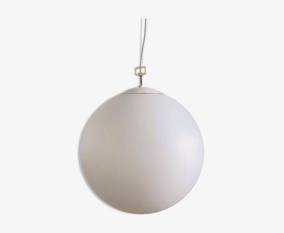 Opaline glass globe pendant lamp, 1960's