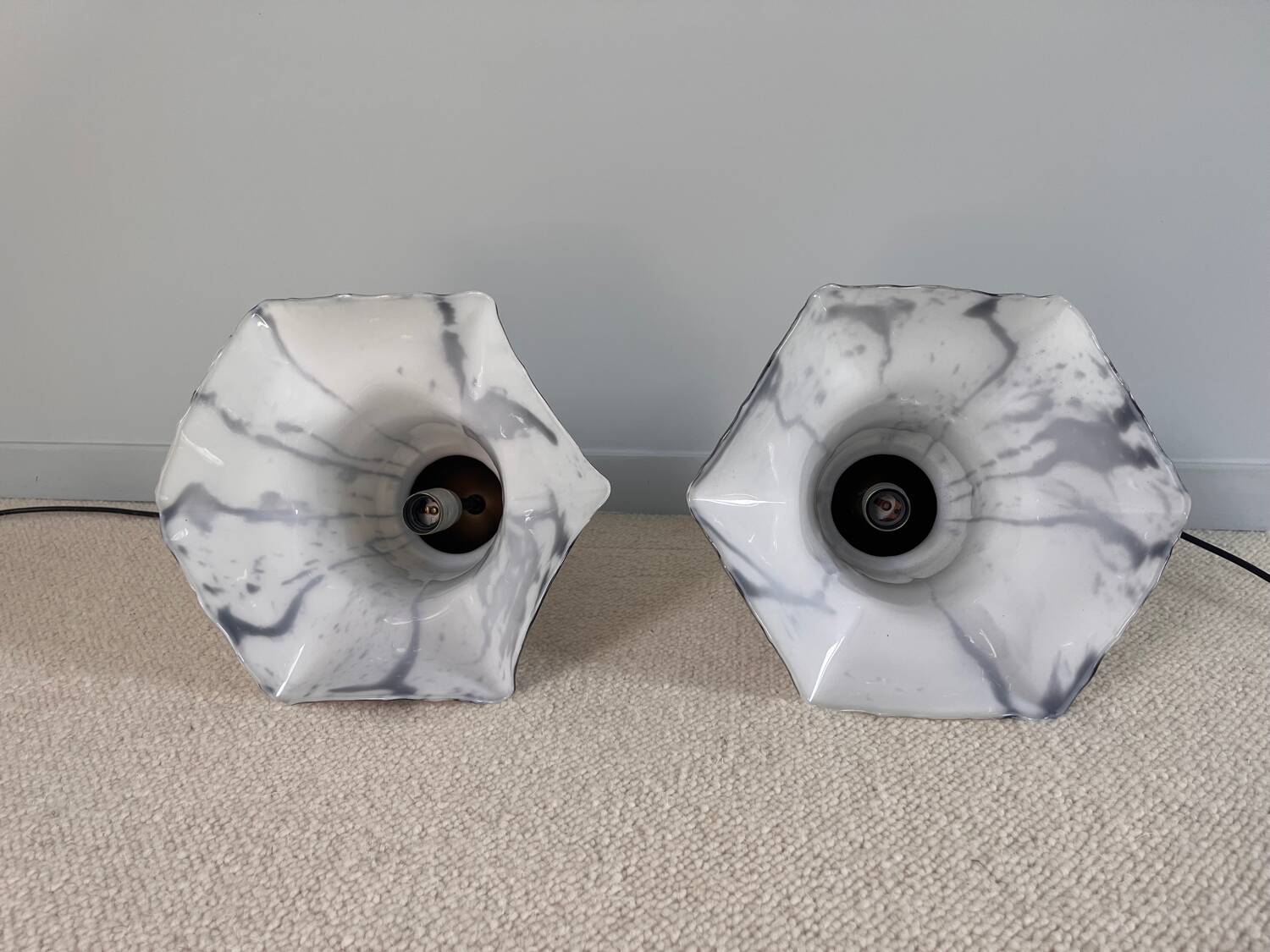 Glass pendant lights by Peill & Putzler, Petunia model 1970