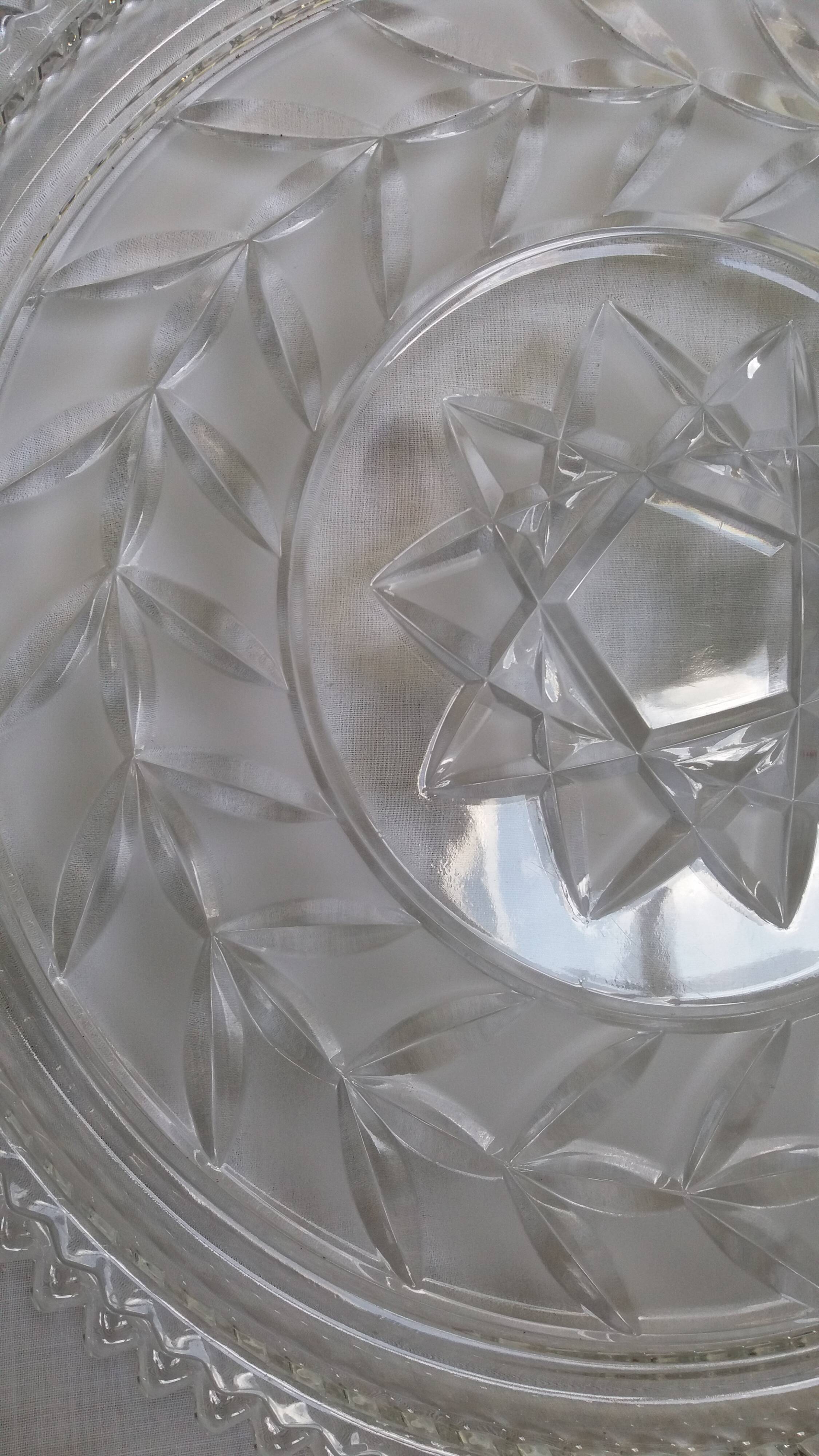 Pie dish, cut glass presentation plate by Walther Glass.