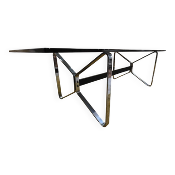 Smoked glass & chrome table design – 1970s Italian style