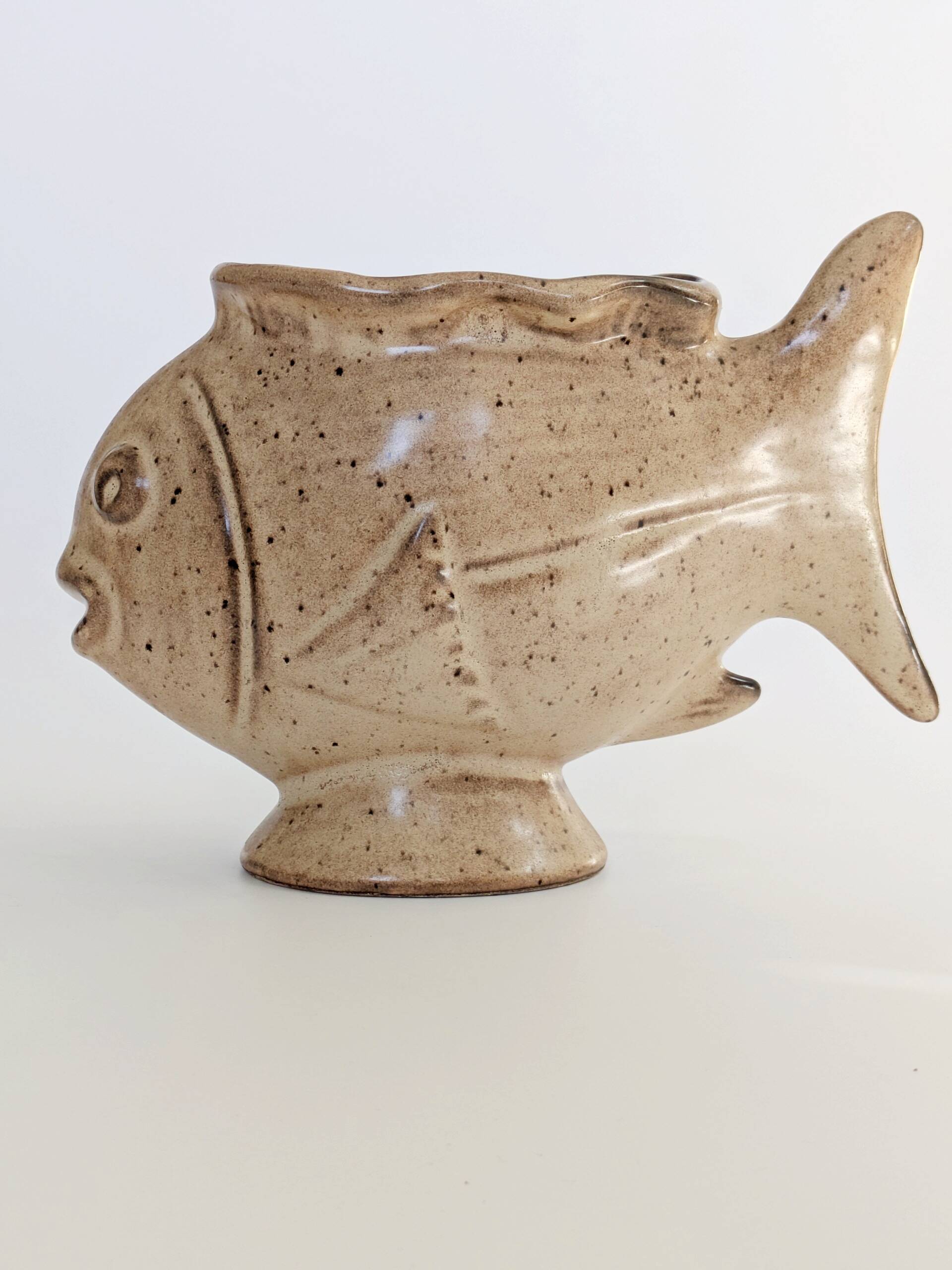 Vintage fish-shaped pot, French ceramic, 1960s