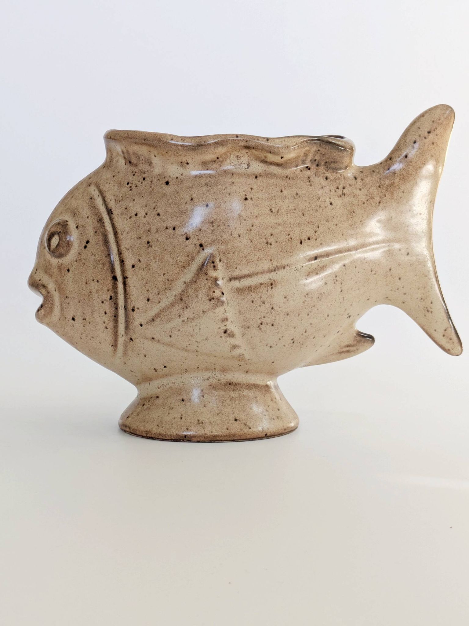 Vintage fish-shaped pot, French ceramic, 1960s