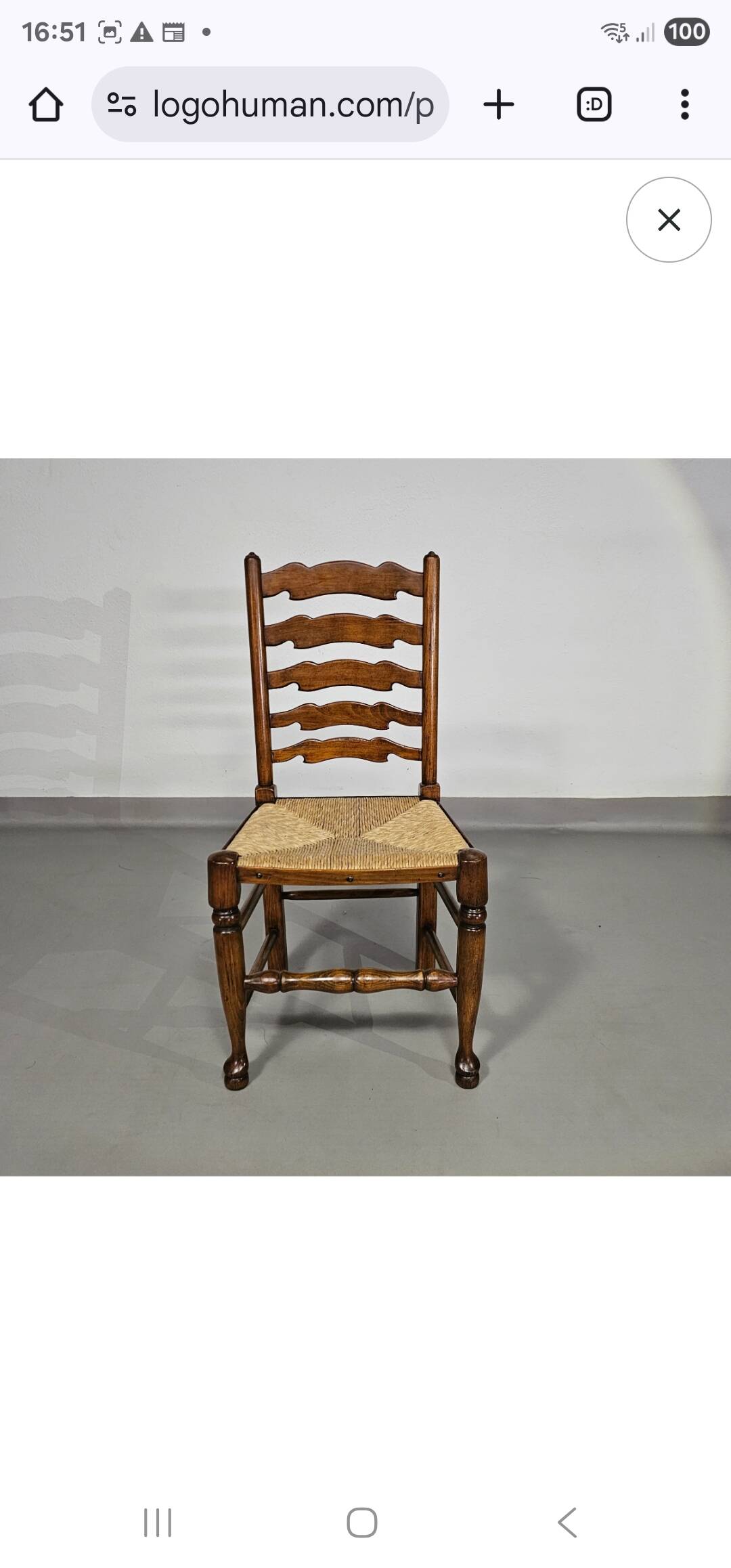 4 x ladder back chairs / 1 x armresrs /with rush sests