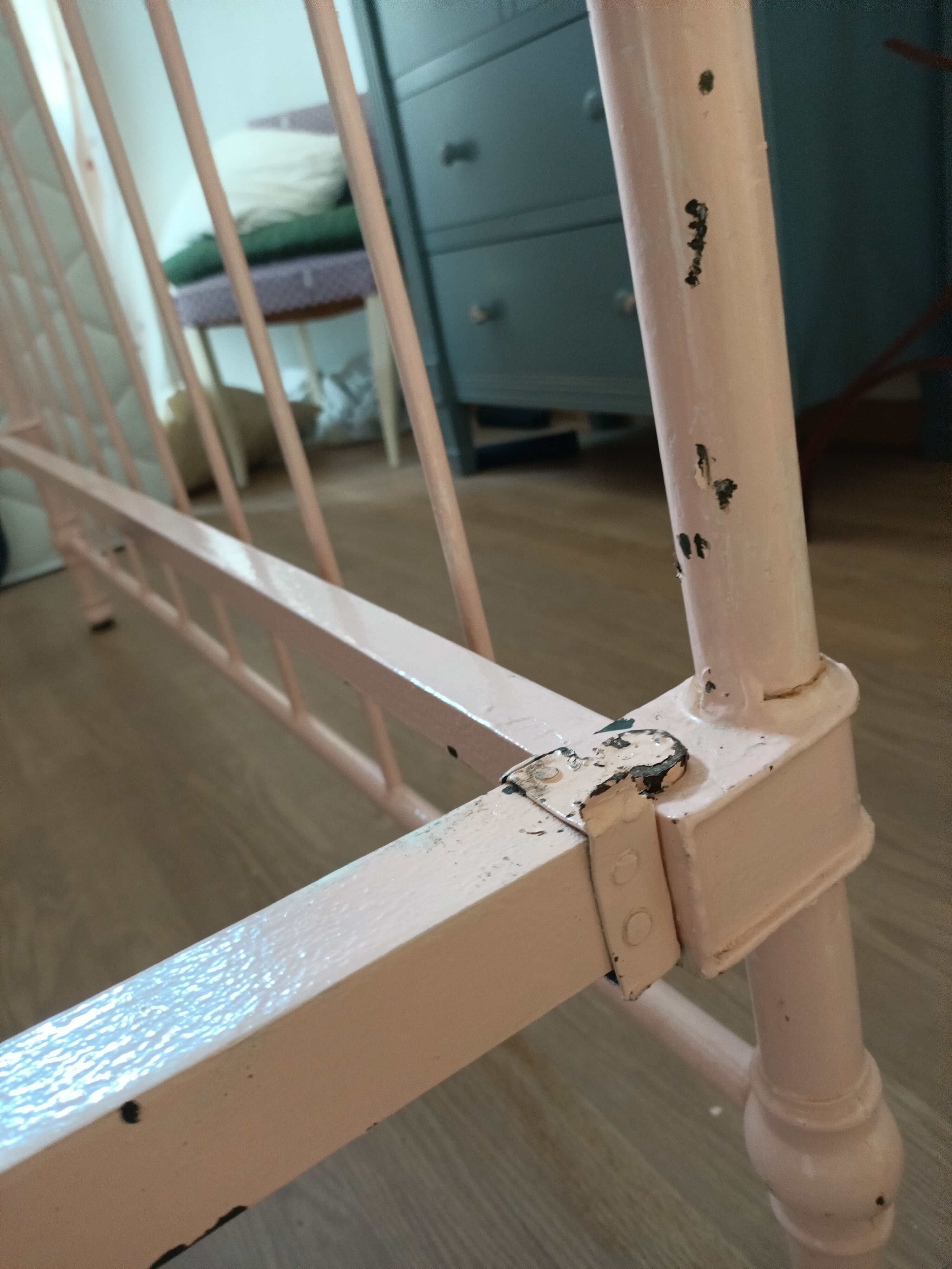 Old double iron bed
