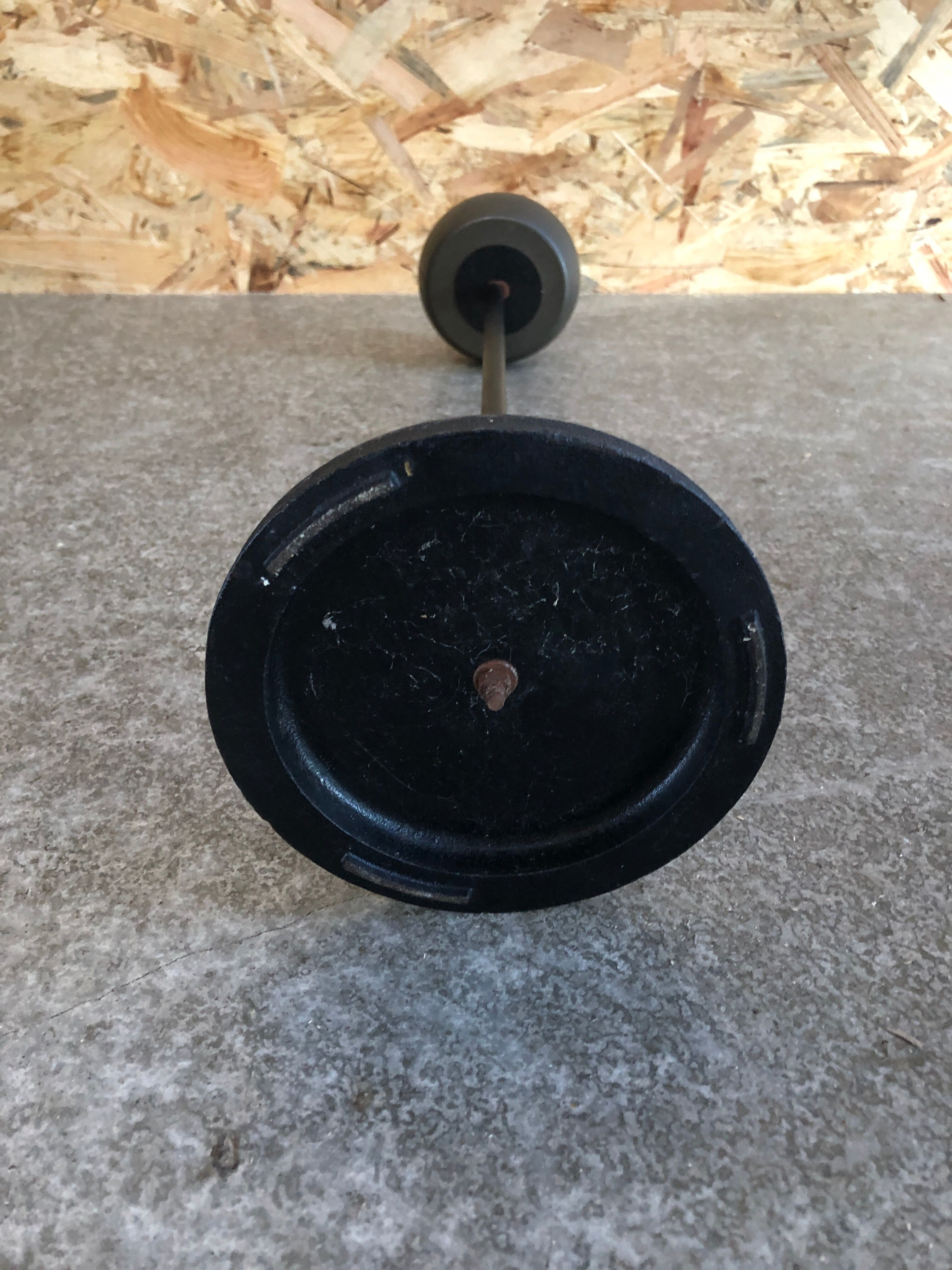 Old Ashtray On Foot Metal Black + Ashtray Chrome 70s Vintage