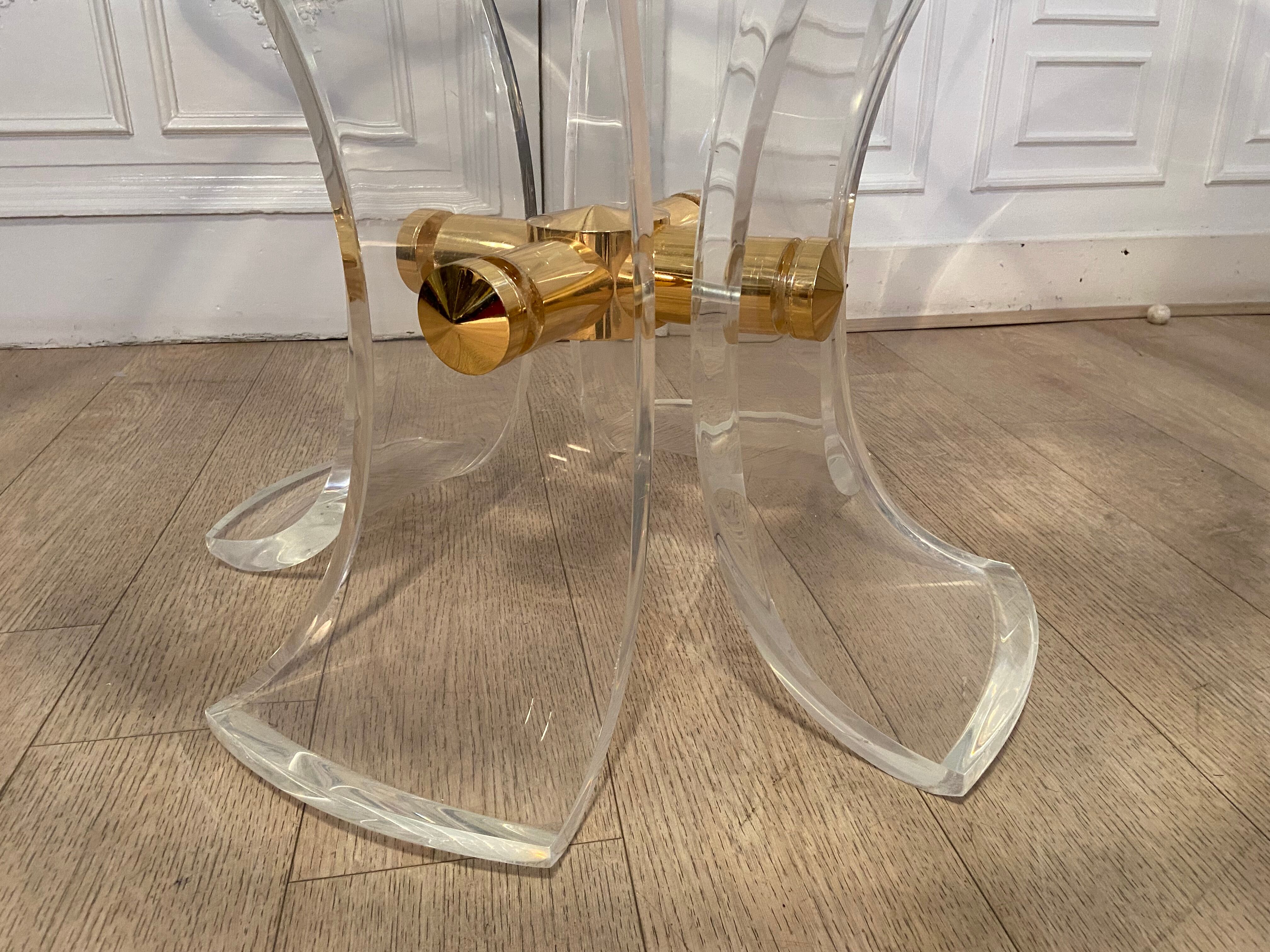 Lily table in plexiglass and gilded metal, 1970