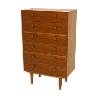 Commode-chiffonnier "Tallboy" en noyer, Suède, 1960