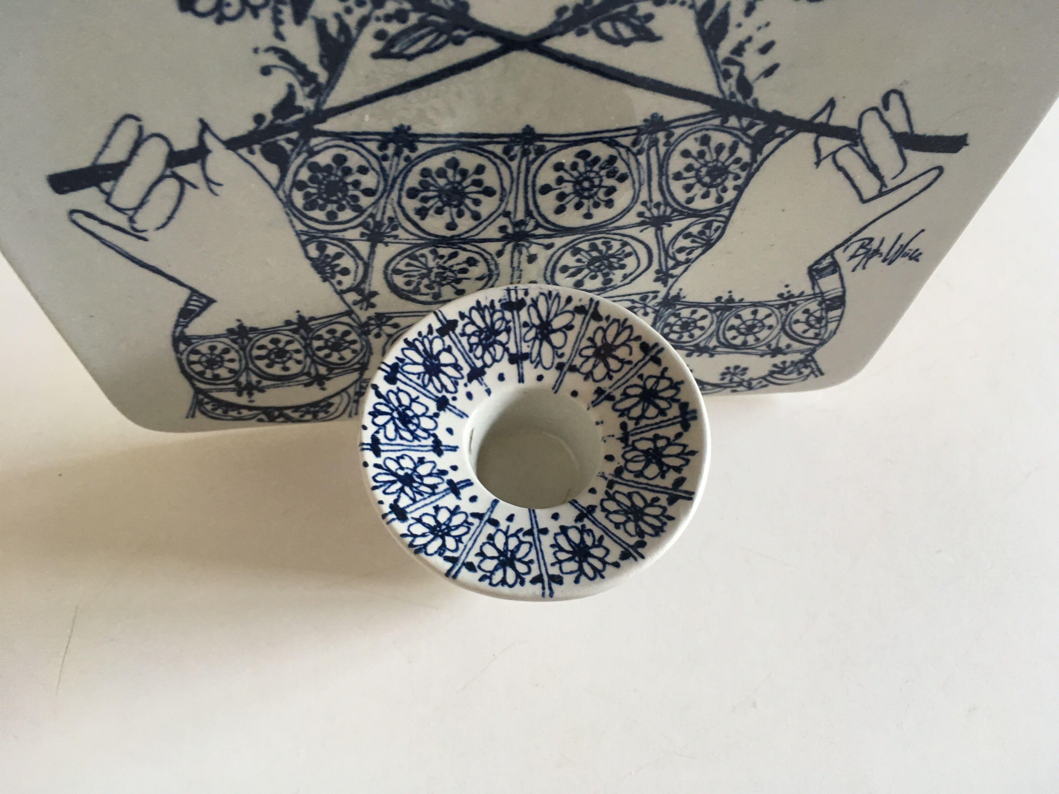 Scandinavian ceramic wall candleholder from Bjorn Wiinblad Denmark 60