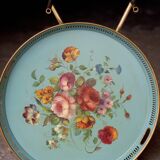 Table d'appoint / plateau peint d'époque Napoléon 3