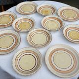 Set 11 plates Gien France model Etna spirals bohemian retro 1970