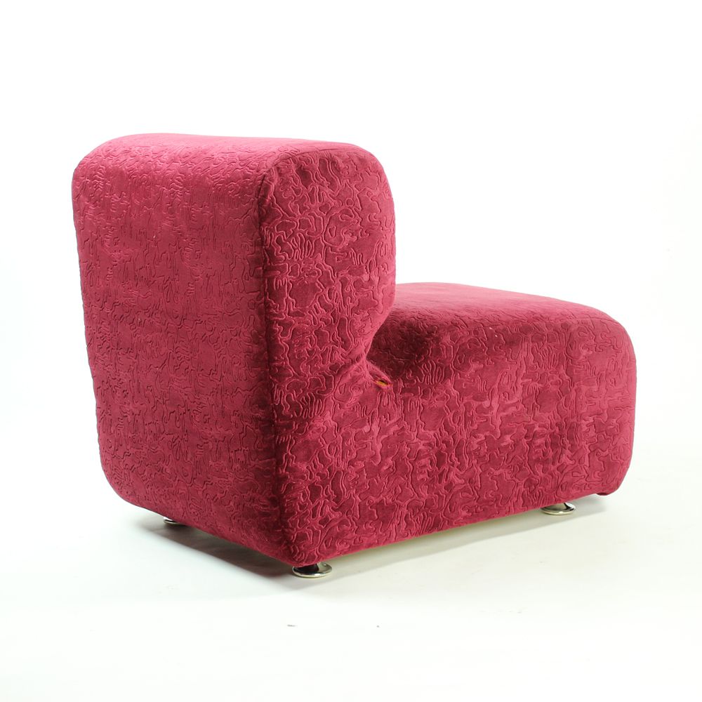 Midcentury Ivan Matusik Velour Lounge Chair From Hotel Kyjev, Czechoslovakia 1970s