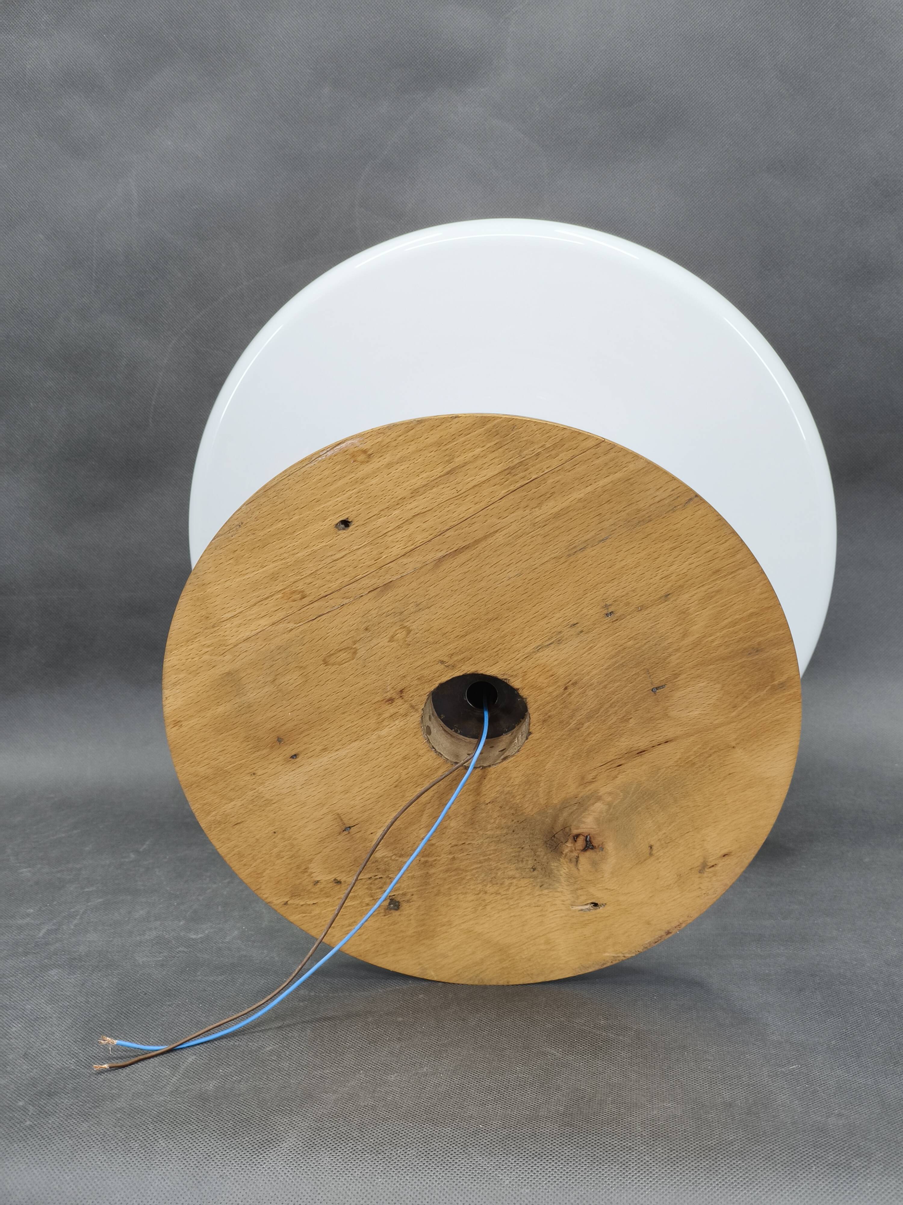 Czech Art Deco Opaline Glass Flush Mount Ceiling Light 1930s