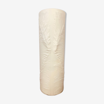 1970s Peill & Putzler White "Feather" Cylindrical Vase