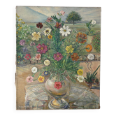 The cross bouquet, oil on canvas signed Maurice Bouillot 1947