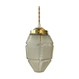 Art Deco globe pendant lamp in frosted glass