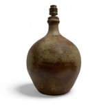 Pied de lampe boule en gres pyrite style La borne Tiffoche Deblander