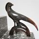 Pair of greenhouse books bird Art Deco metal patinated marble
