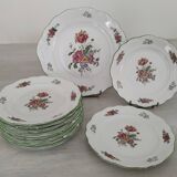 Service gâteau dessert plat et assiettes euro porcelaine modèle vieux colmar