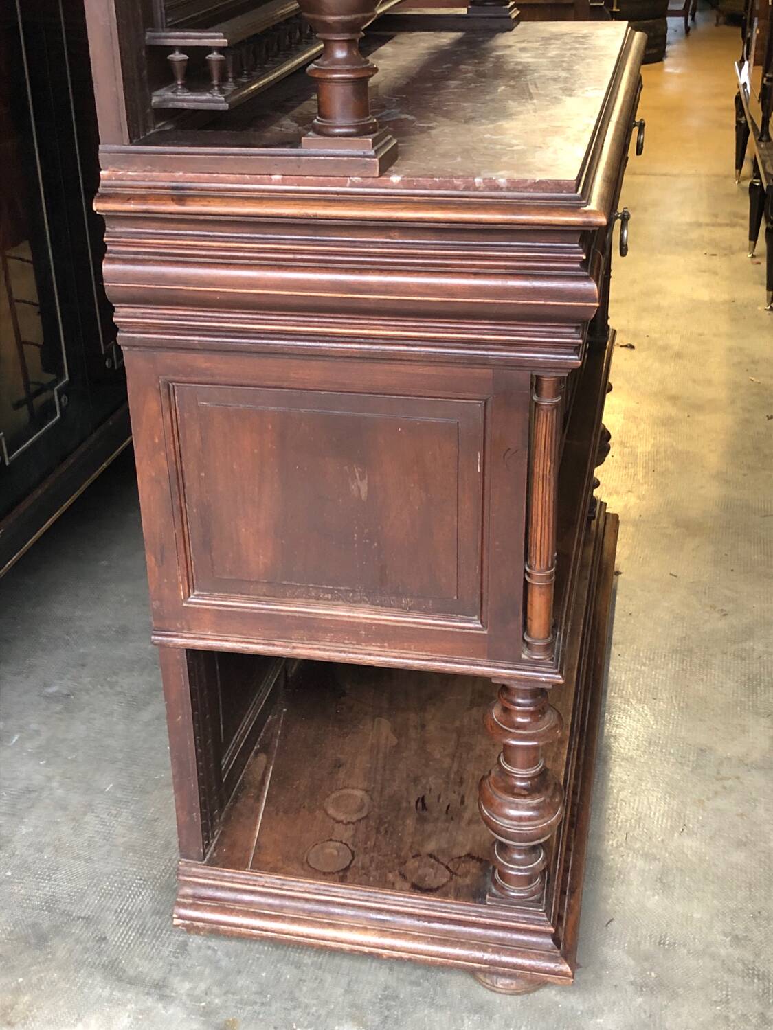 Renaissance sideboard / china cabinet with marble top