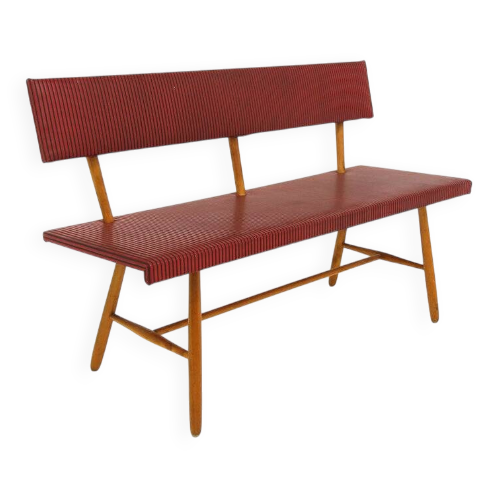 Scandinavian bench in imitation leather, Sweden, 1950