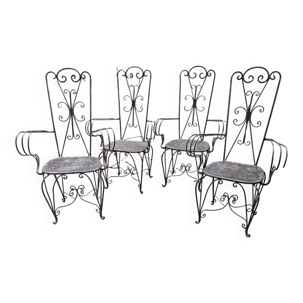 Fauteuils de jardin vintage en fer forgé