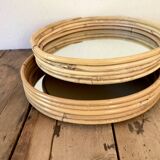 Rattan and rope mirror duo