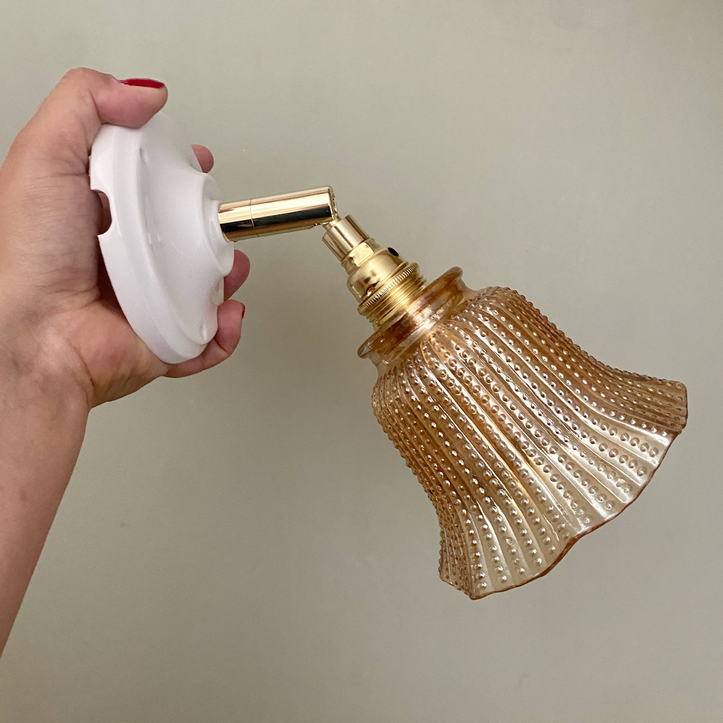 Vintage amber glass tulip wall light