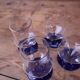 4 vintage aperitif glasses with blue stems, France 1940.