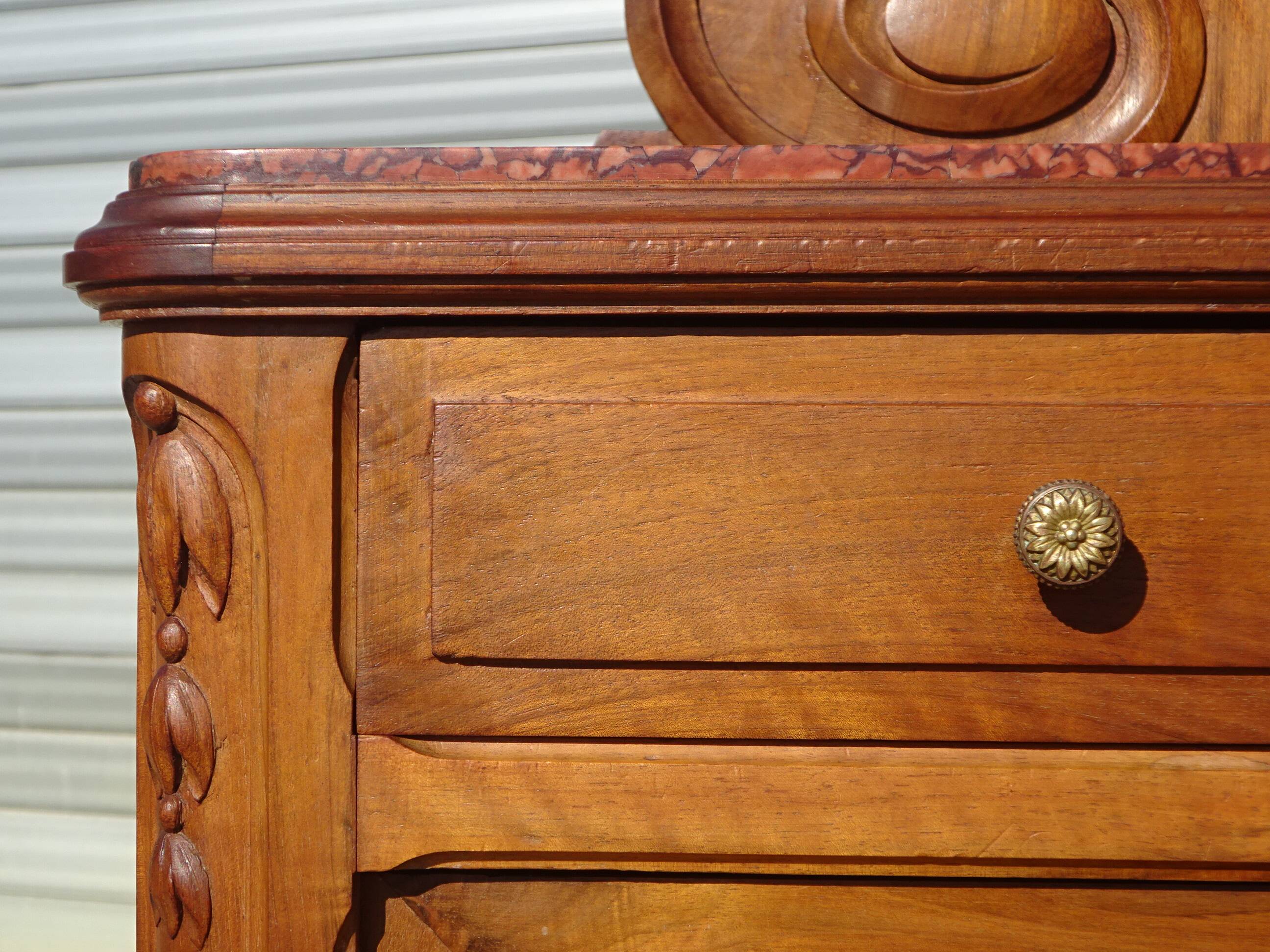 Antique walnut dressing table, Louis XVI style